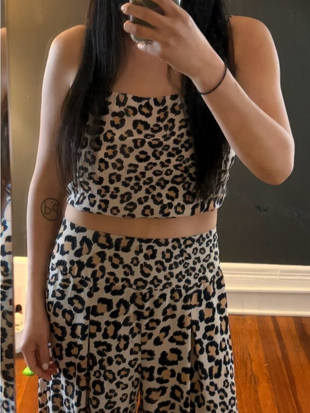 Victoria's Secret Leopard Print Crop Top and Skirt Set - Tan and Black
